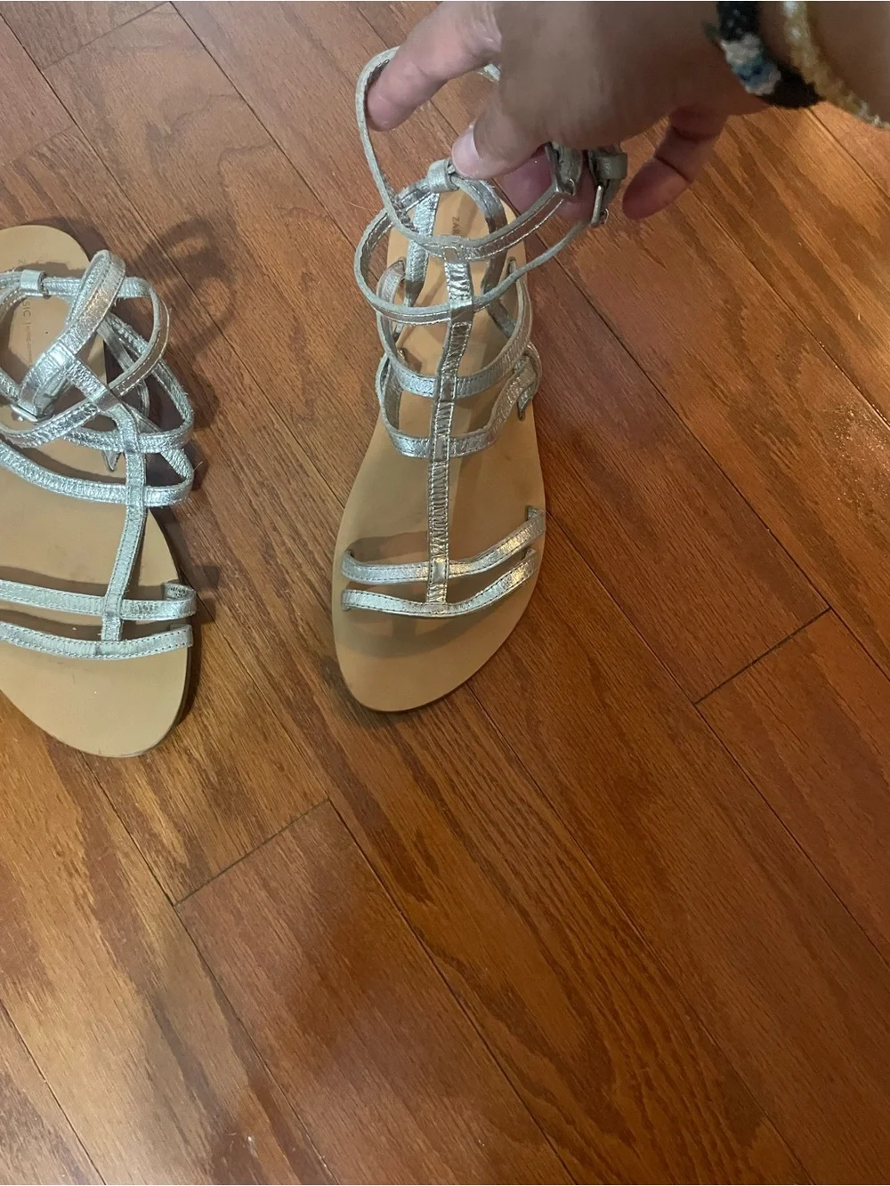 Zara Silver Strappy Gladiator Sandals - Picture 2 of 6